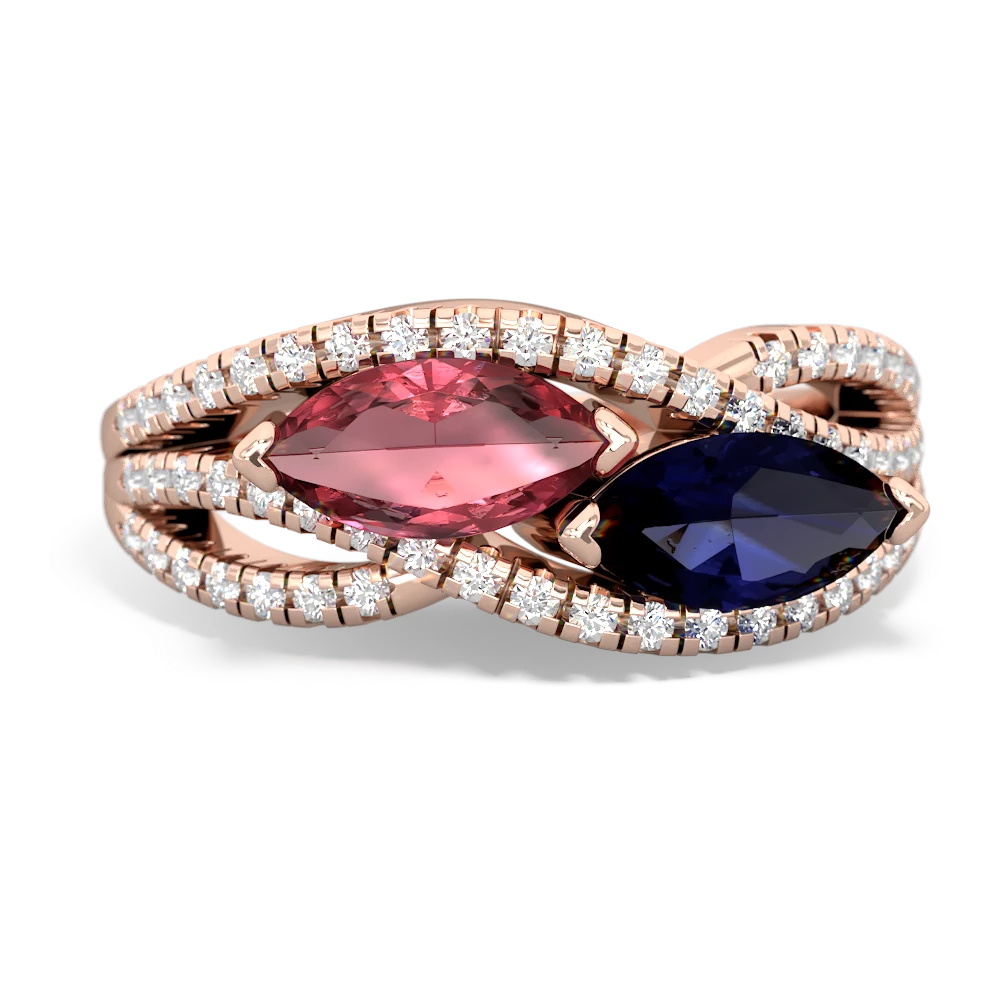 Pink Tourmaline Diamond Rivers 14K Rose Gold ring R3070