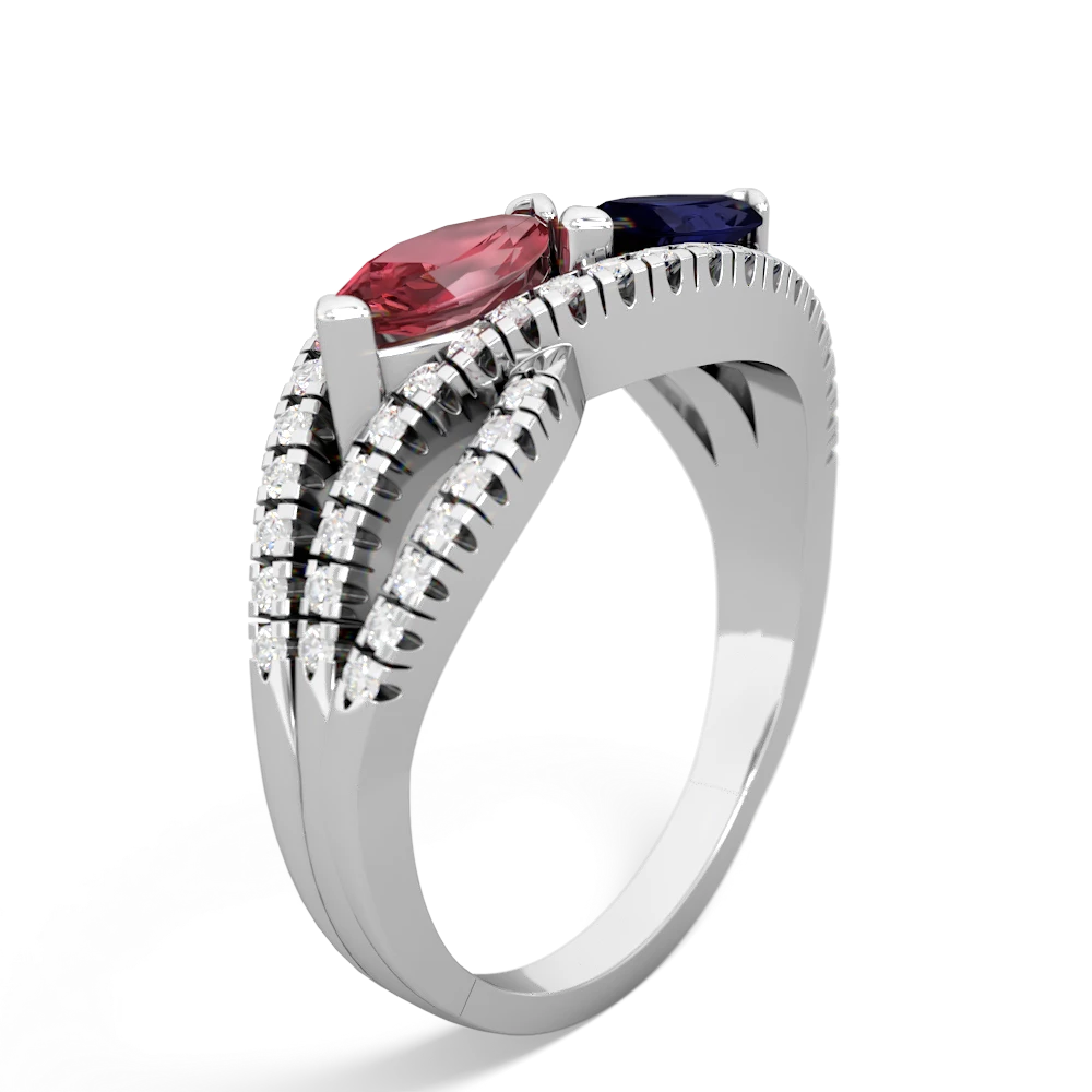 Pink Tourmaline Diamond Rivers 14K White Gold ring R3070