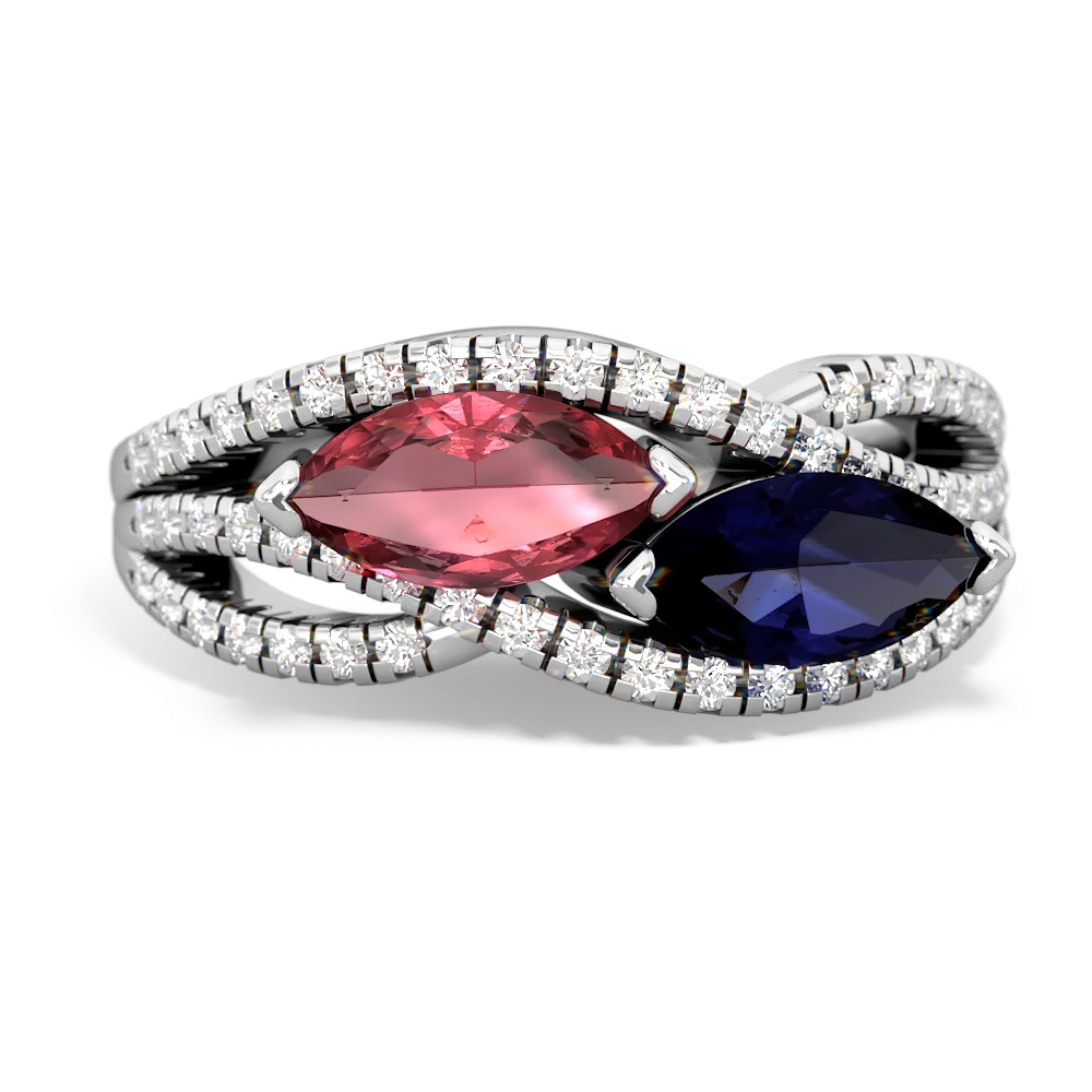 Pink Tourmaline Diamond Rivers 14K White Gold ring R3070