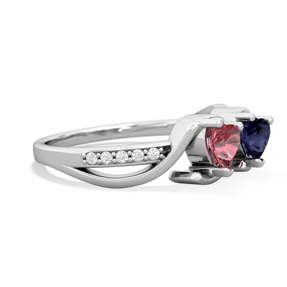 Pink Tourmaline Side By Side 14K White Gold ring R3090