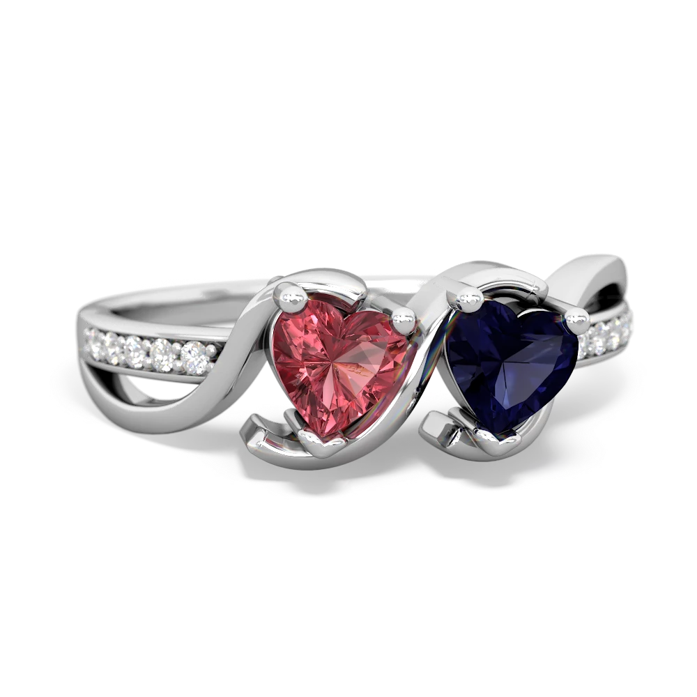 Pink Tourmaline Side By Side 14K White Gold ring R3090