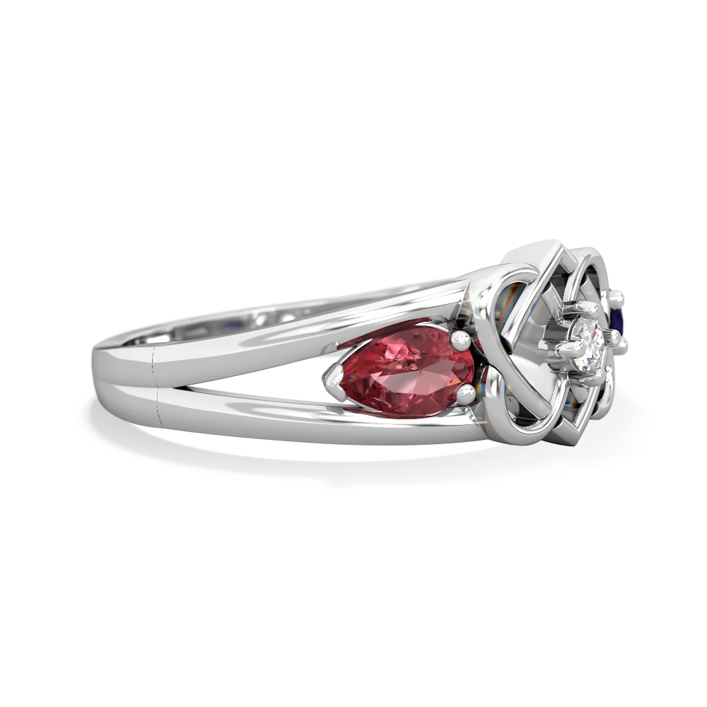 Pink Tourmaline Hearts Intertwined 14K White Gold ring R5880