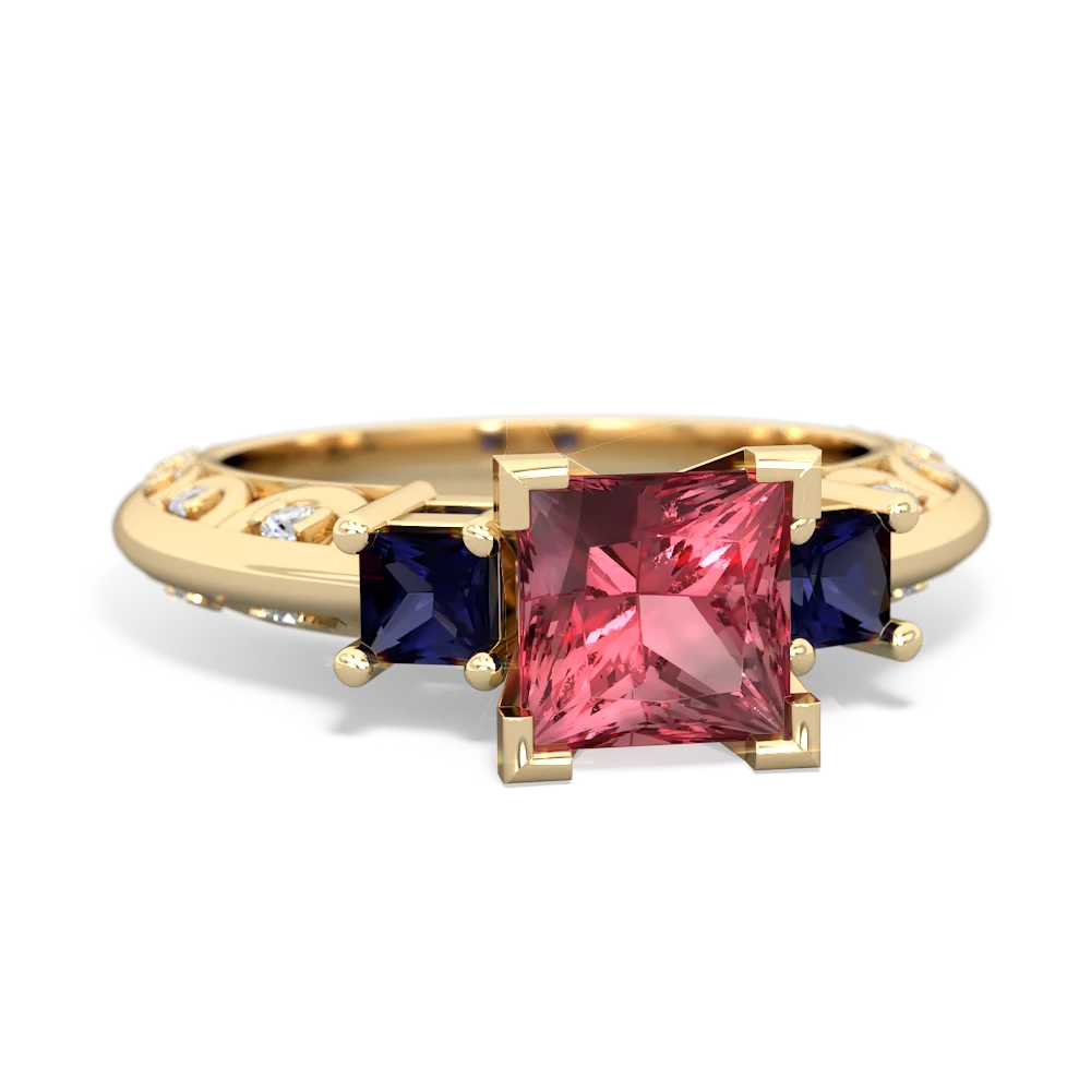 Pink Tourmaline Eternal Embrace Engagement 14K Yellow Gold ring C2001