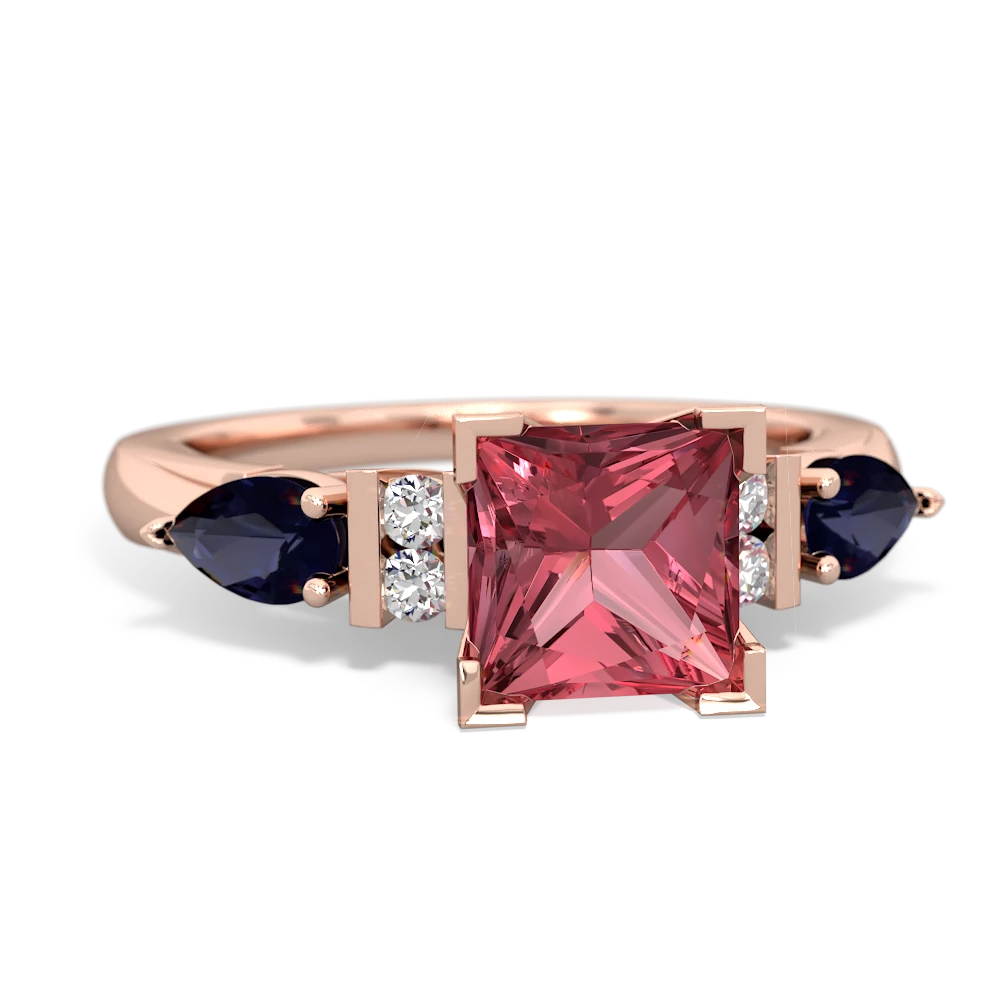 Pink Tourmaline 6Mm Princess Eternal Embrace Engagement 14K Rose Gold ring C2002