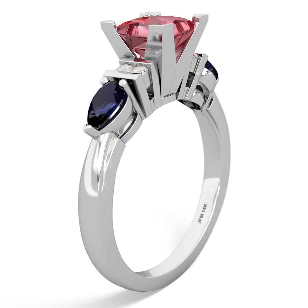 Pink Tourmaline 6Mm Princess Eternal Embrace Engagement 14K White Gold ring C2002