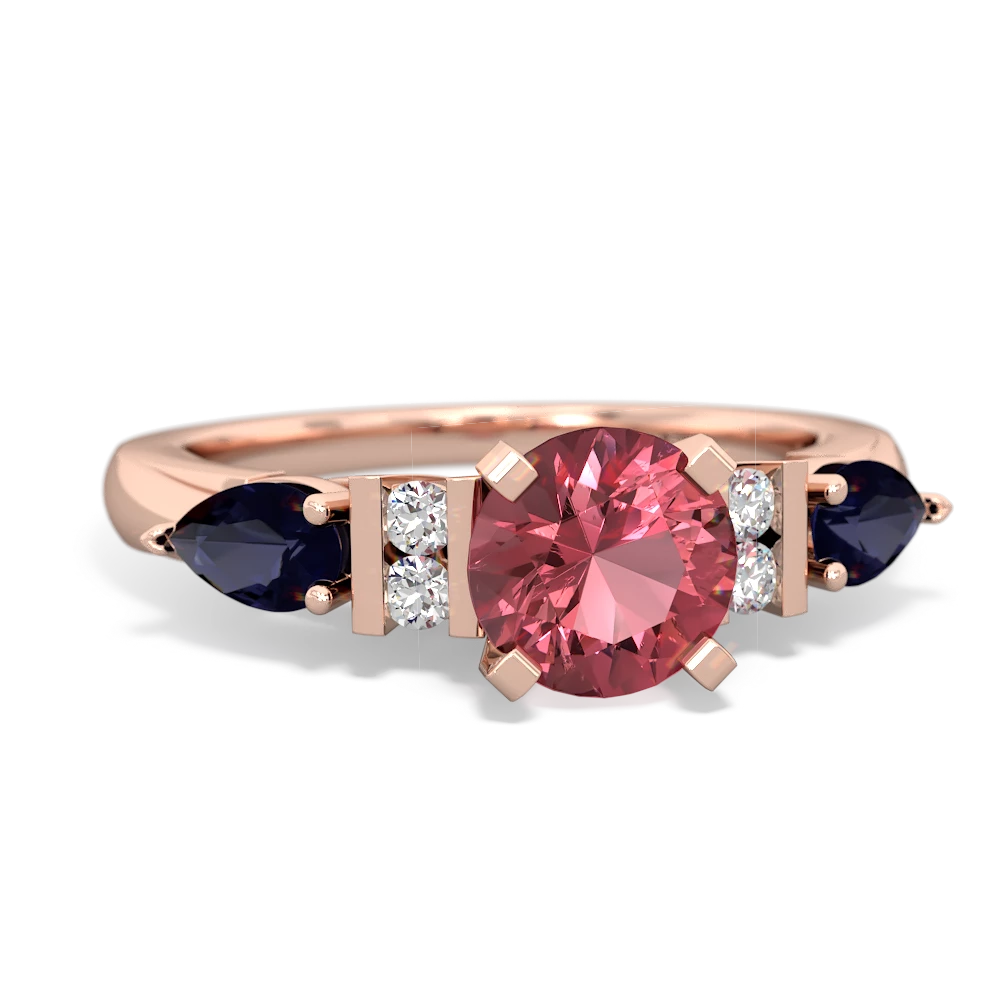 Pink Tourmaline 6Mm Round Eternal Embrace Engagement 14K Rose Gold ring R2005