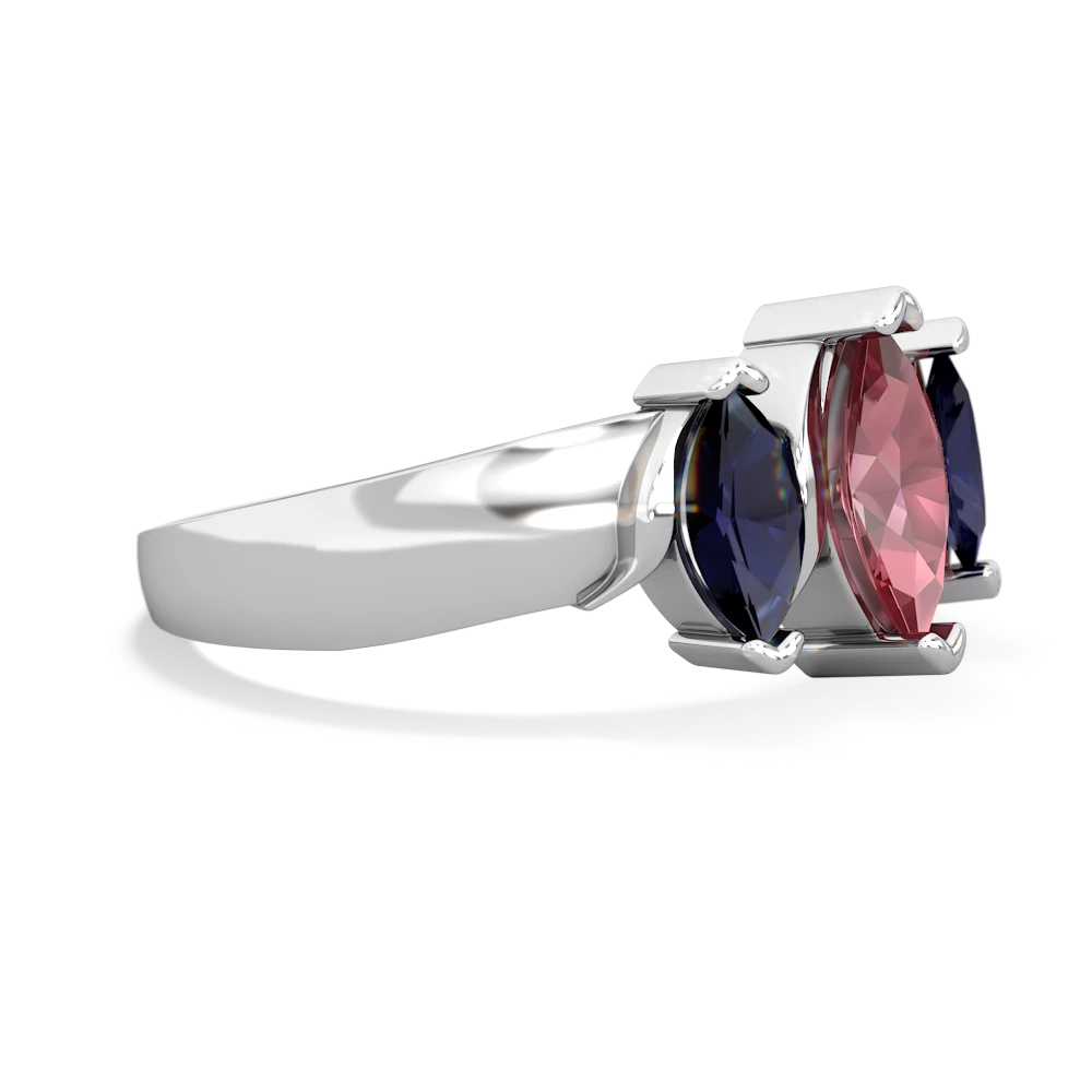 Pink Tourmaline Three Peeks 14K White Gold ring R2433