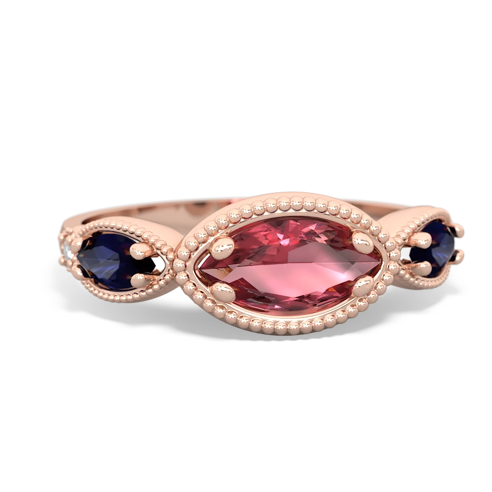 Pink Tourmaline Milgrain Marquise 14K Rose Gold ring R5700