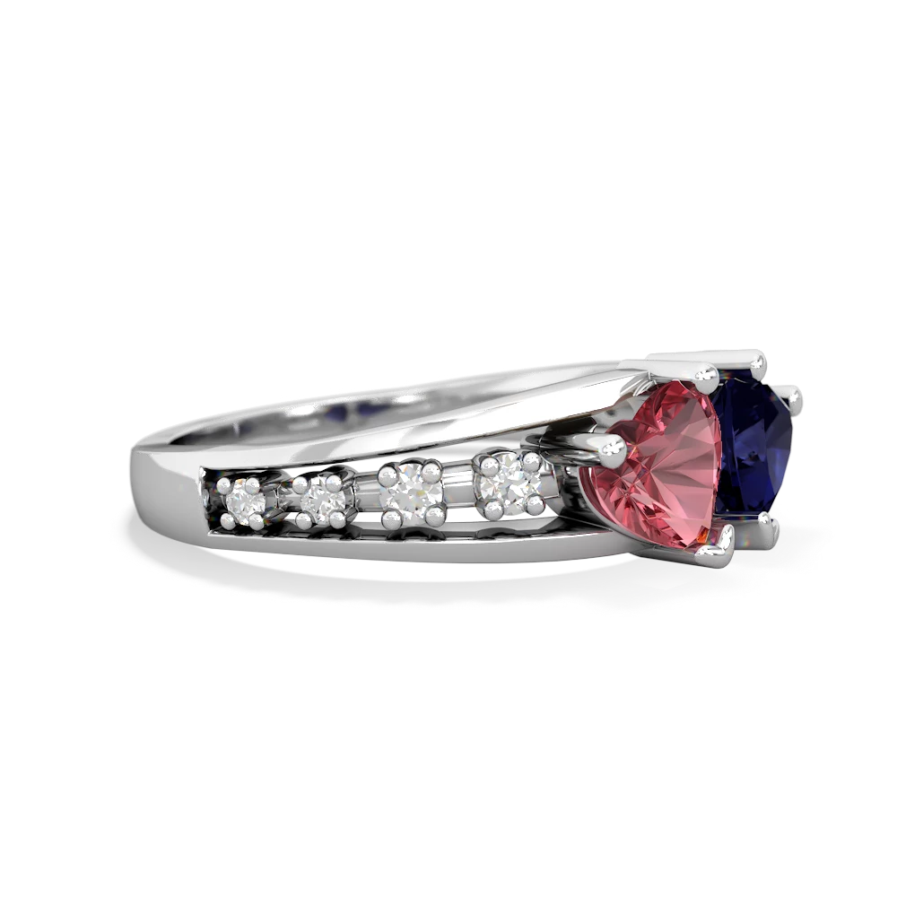 Pink Tourmaline Heart To Heart 14K White Gold ring R3342