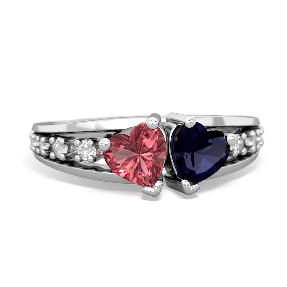 Pink Tourmaline Heart To Heart 14K White Gold ring R3342