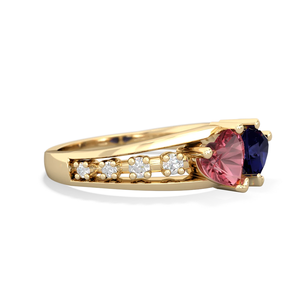 Pink Tourmaline Heart To Heart 14K Yellow Gold ring R3342