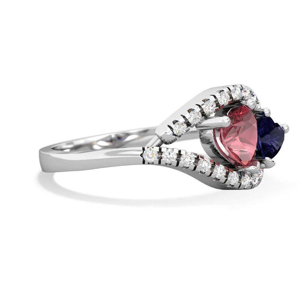 Pink Tourmaline Mother And Child 14K White Gold ring R3010