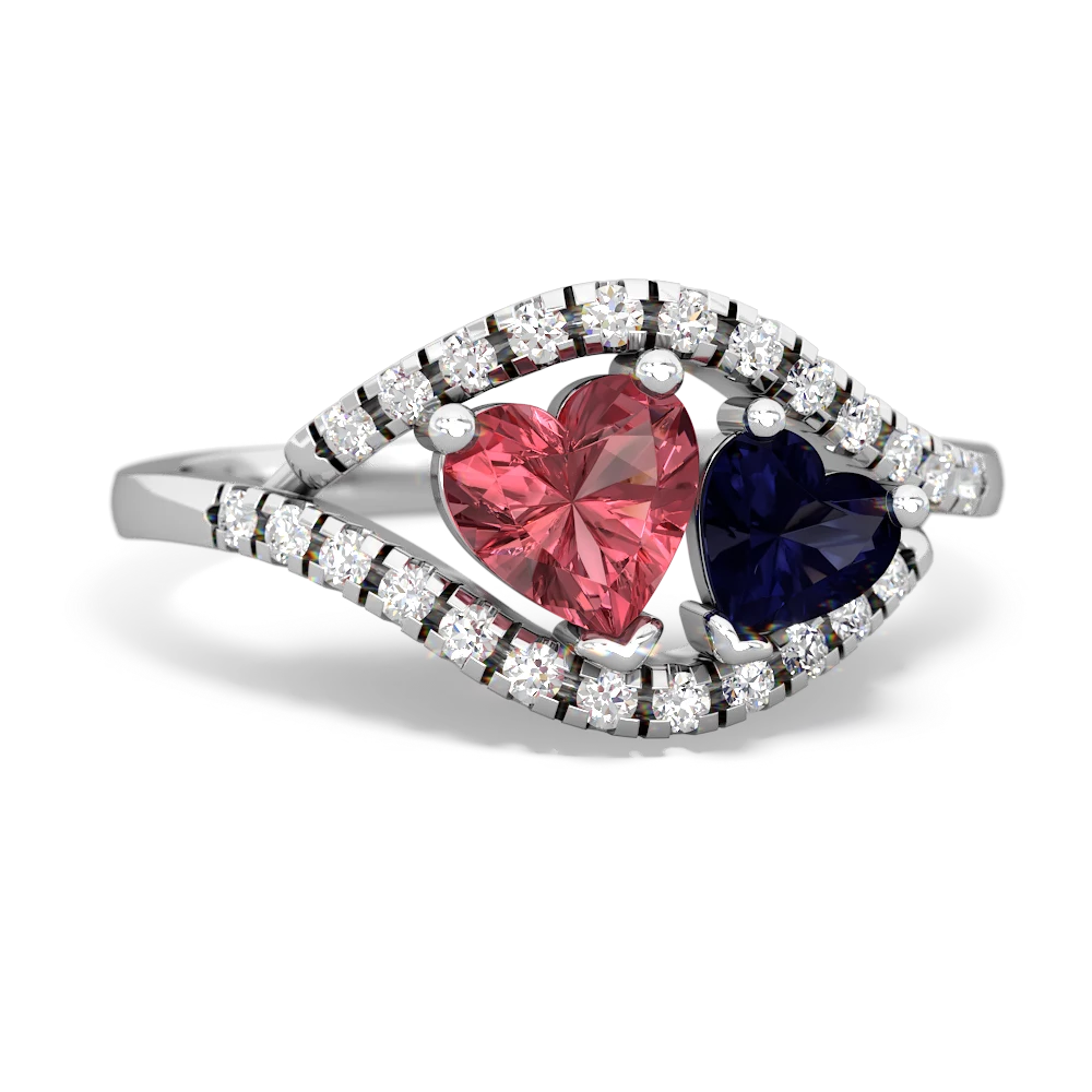 Pink Tourmaline Mother And Child 14K White Gold ring R3010