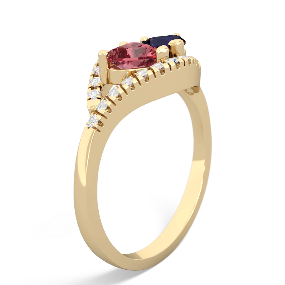 Pink Tourmaline Mother And Child 14K Yellow Gold ring R3010