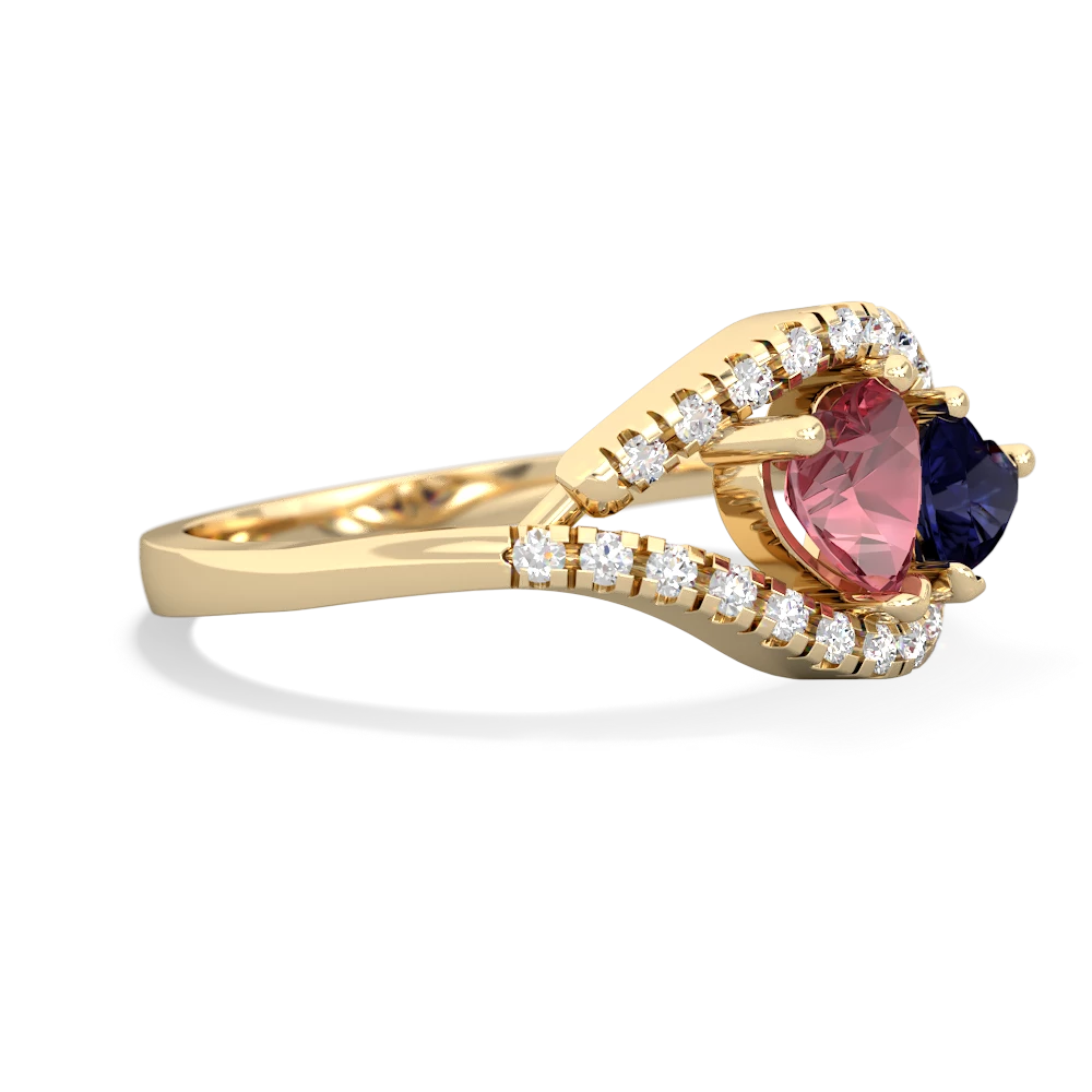 Pink Tourmaline Mother And Child 14K Yellow Gold ring R3010