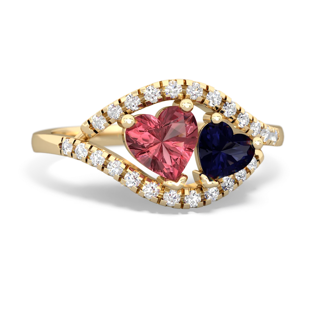 Pink Tourmaline Mother And Child 14K Yellow Gold ring R3010