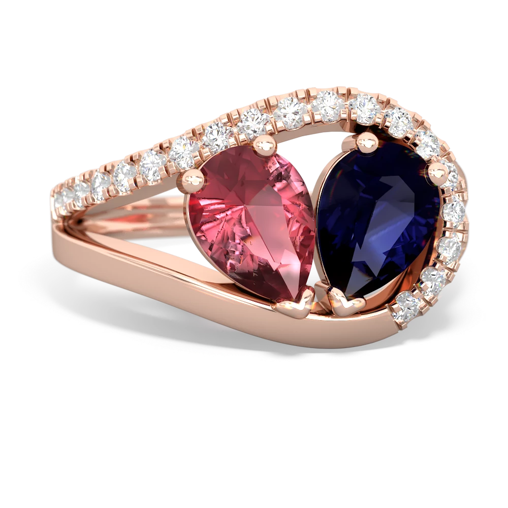 Pink Tourmaline Nestled Heart Keepsake 14K Rose Gold ring R5650