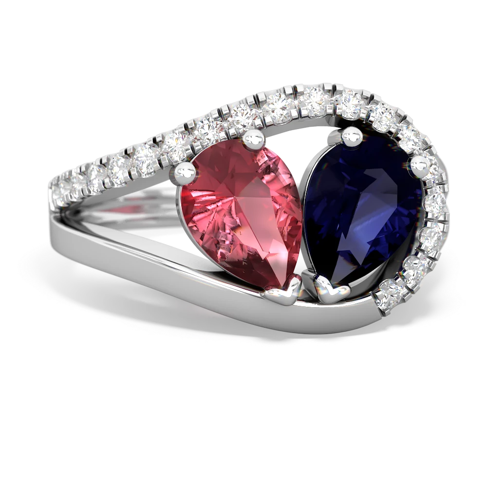 Pink Tourmaline Nestled Heart Keepsake 14K White Gold ring R5650