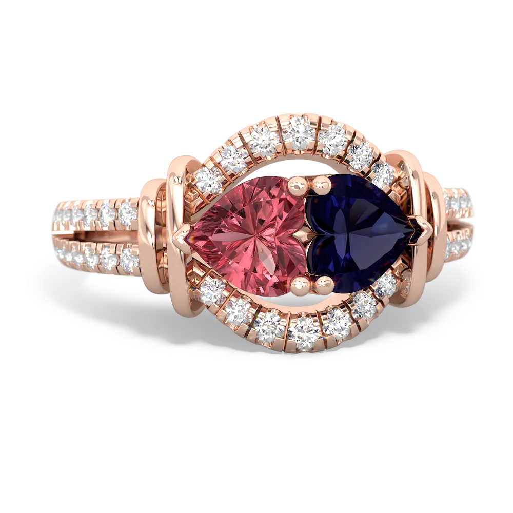 Pink Tourmaline Art-Deco Keepsake 14K Rose Gold ring R5630