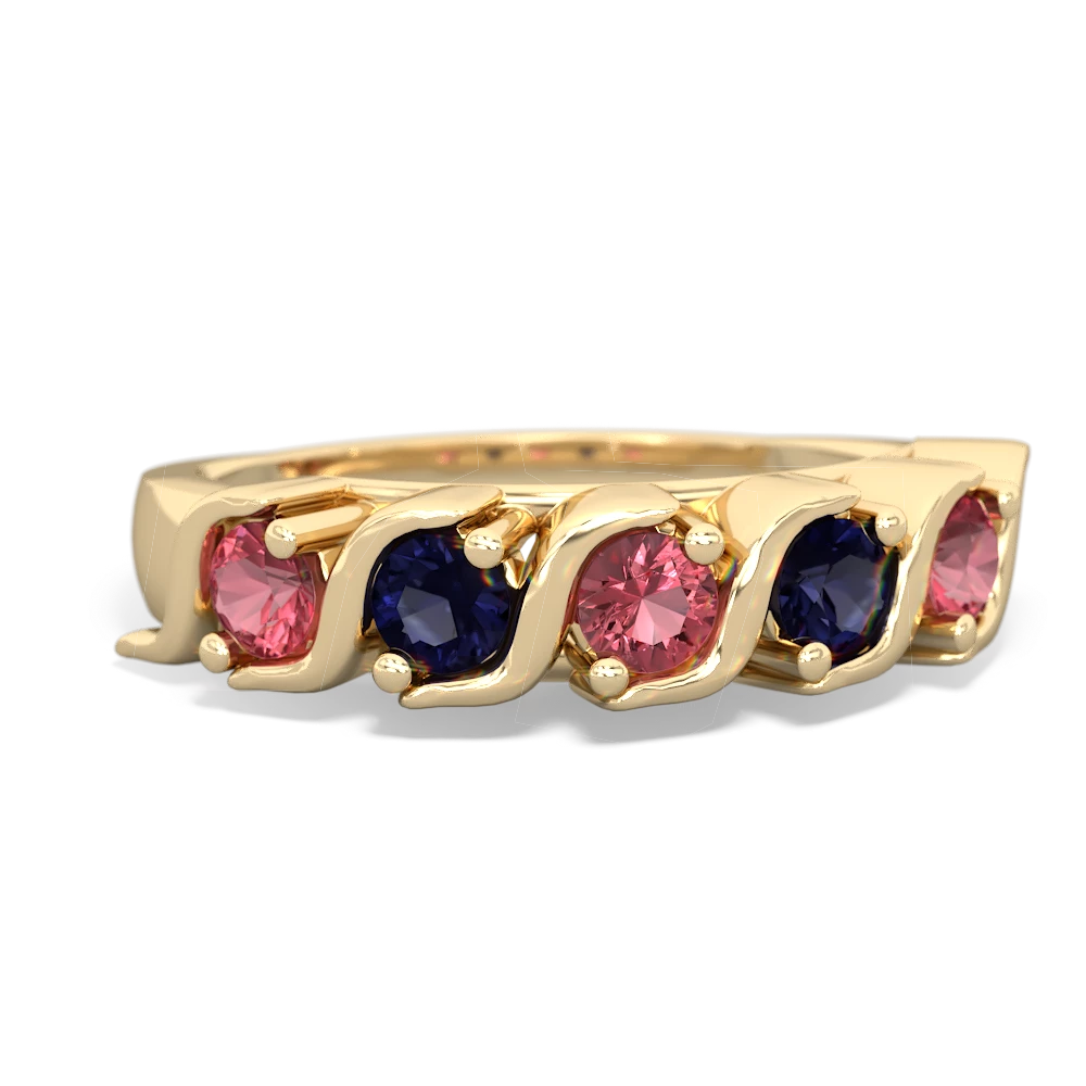 Pink Tourmaline Anniversary Band 14K Yellow Gold ring R2089