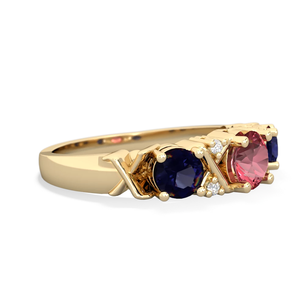 Pink Tourmaline Hugs And Kisses 14K Yellow Gold ring R5016