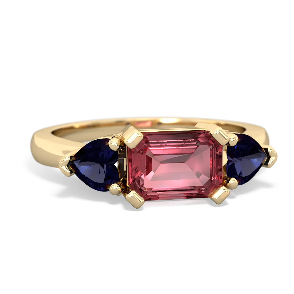 Pink Tourmaline Three Stone 14K Yellow Gold ring R5235