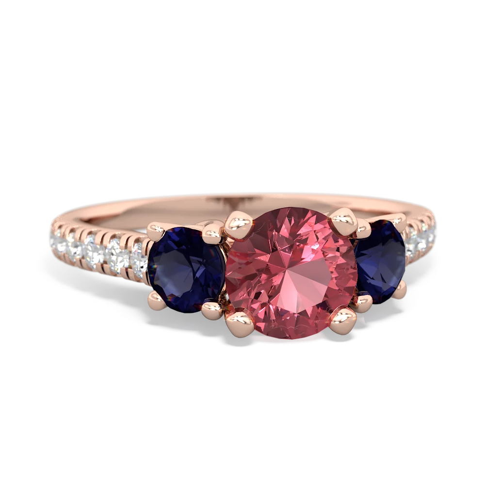 Pink Tourmaline Pave Trellis 14K Rose Gold ring R5500