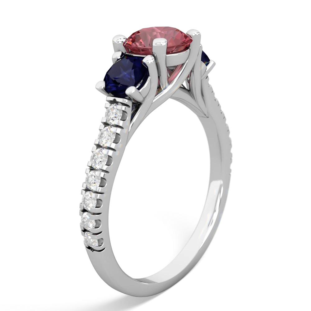 Pink Tourmaline Pave Trellis 14K White Gold ring R5500