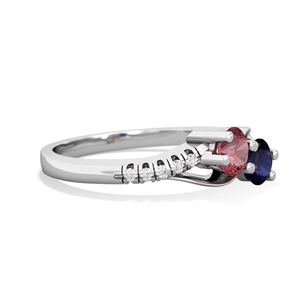 Pink Tourmaline Infinity Pave Two Stone 14K White Gold ring R5285