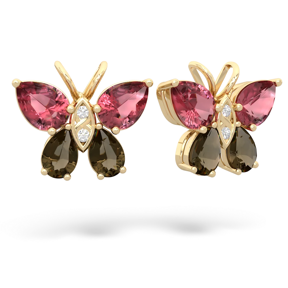 Pink Tourmaline Butterfly 14K Yellow Gold earrings E2215