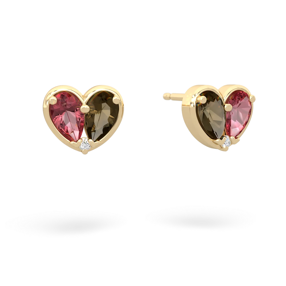 Pink Tourmaline 'Our Heart' 14K Yellow Gold earrings E5072