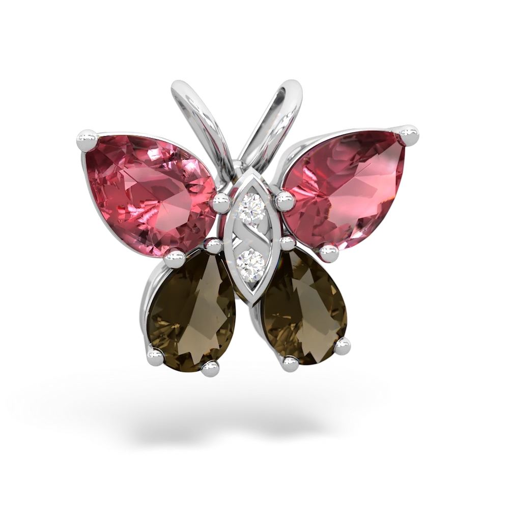 Pink Tourmaline Butterfly 14K White Gold pendant P2215