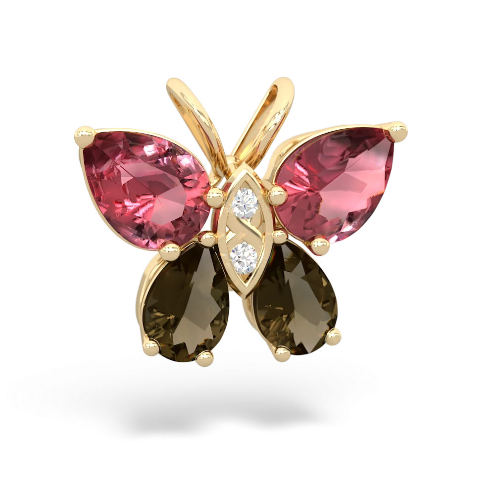 Pink Tourmaline Butterfly 14K Yellow Gold pendant P2215