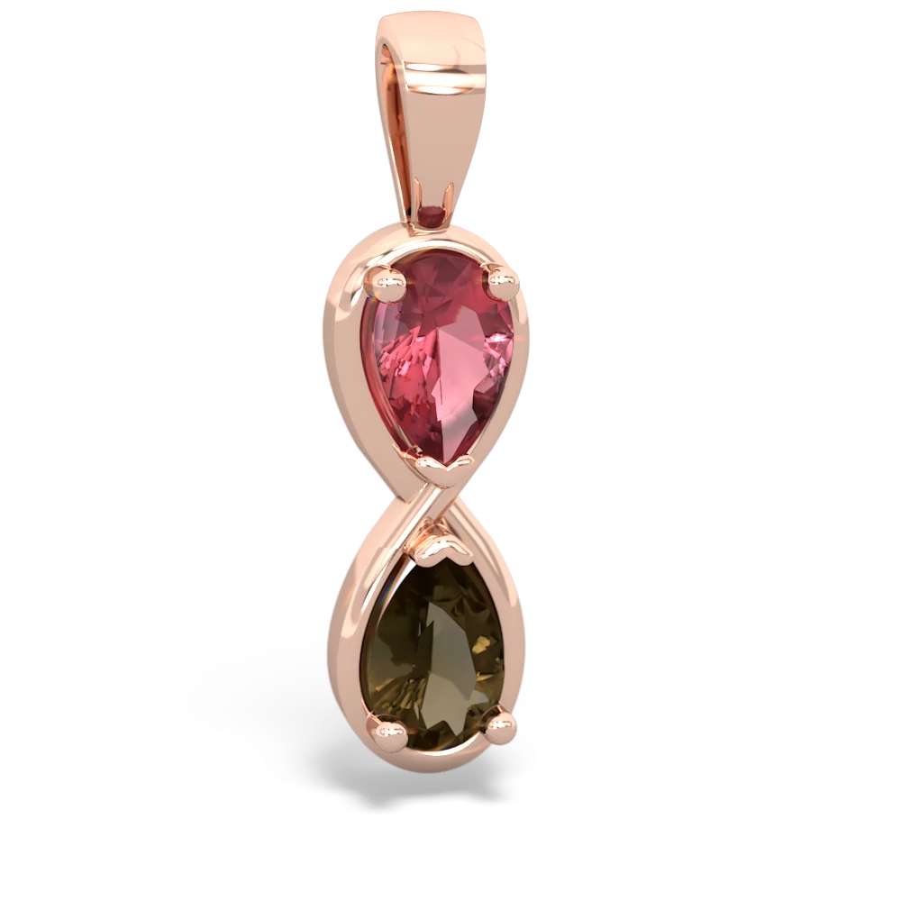 Pink Tourmaline Infinity 14K Rose Gold pendant P5050