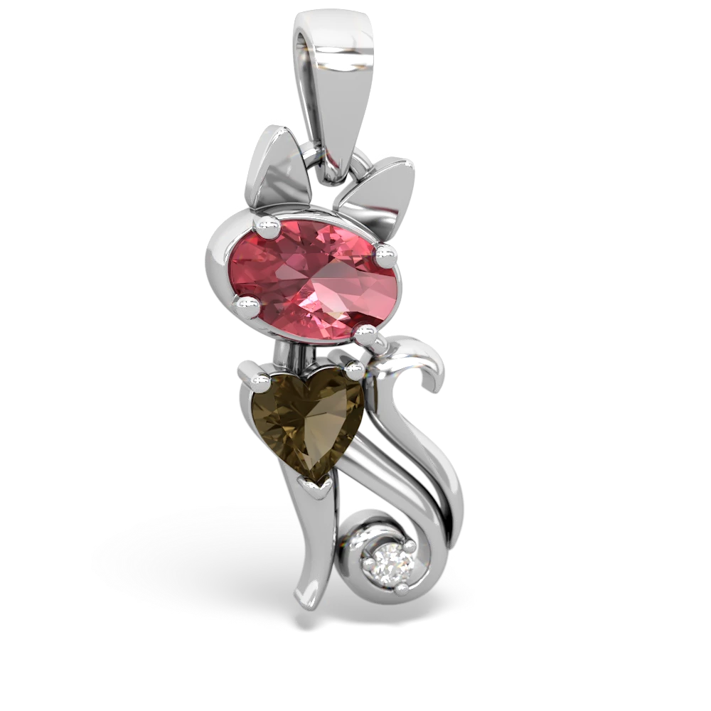 Pink Tourmaline Kitten 14K White Gold pendant P5780