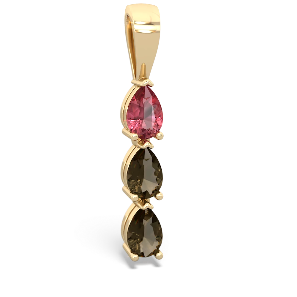 Pink Tourmaline Dew Drops 14K Yellow Gold pendant P2251