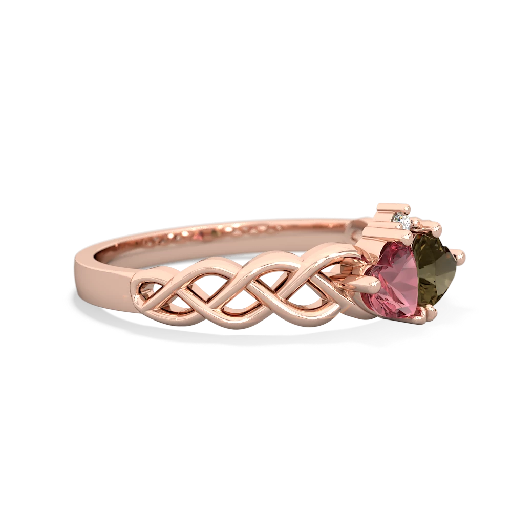 Pink Tourmaline Heart To Heart Braid 14K Rose Gold ring R5870