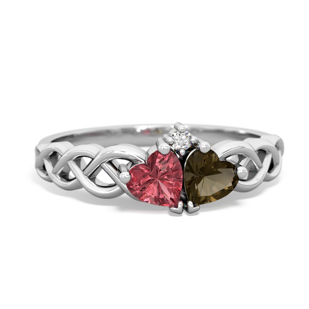 Pink Tourmaline Heart To Heart Braid 14K White Gold ring R5870