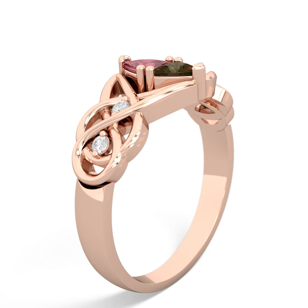 Pink Tourmaline Keepsake Celtic Knot 14K Rose Gold ring R5300