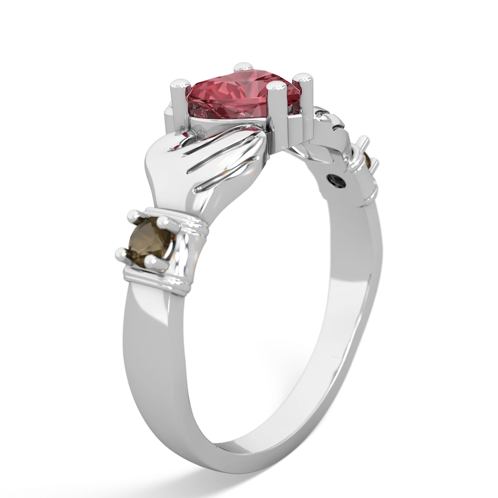 Pink Tourmaline Claddagh Keepsake 14K White Gold ring R5245