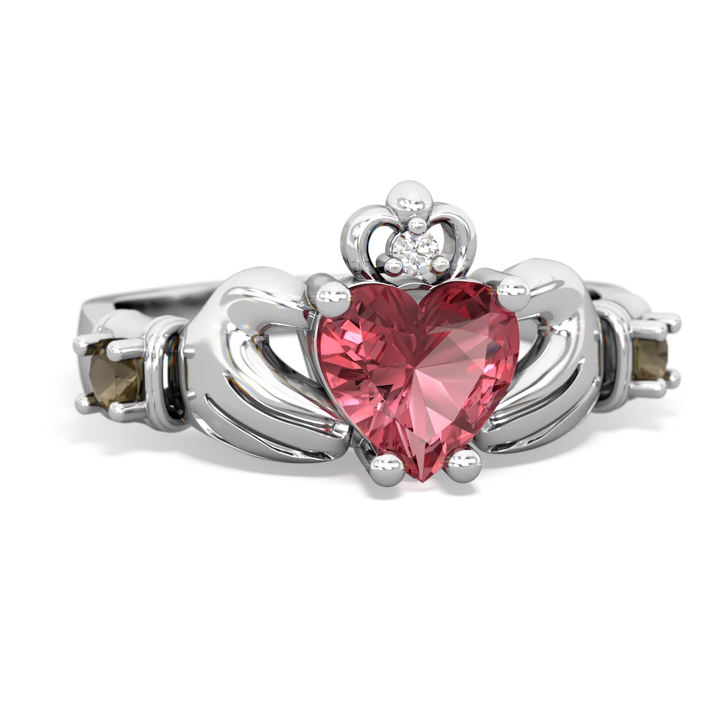 Pink Tourmaline Claddagh Keepsake 14K White Gold ring R5245