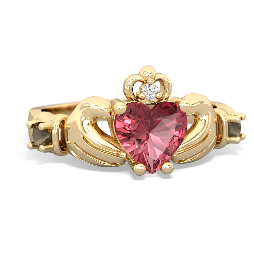 Pink Tourmaline Claddagh Keepsake 14K Yellow Gold ring R5245