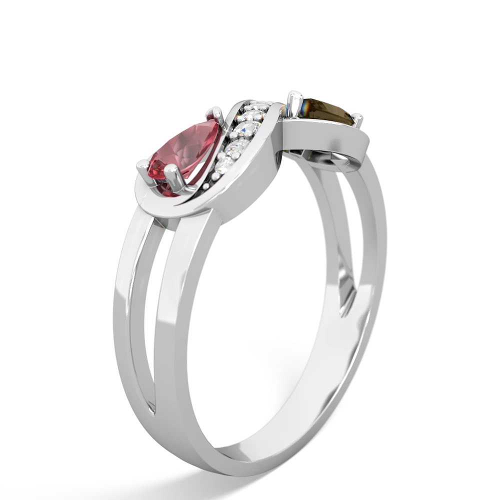 Pink Tourmaline Diamond Infinity 14K White Gold ring R5390