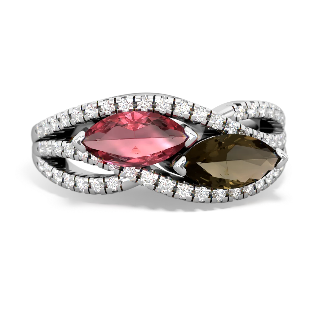 Pink Tourmaline Diamond Rivers 14K White Gold ring R3070