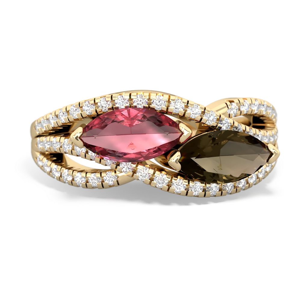 Pink Tourmaline Diamond Rivers 14K Yellow Gold ring R3070