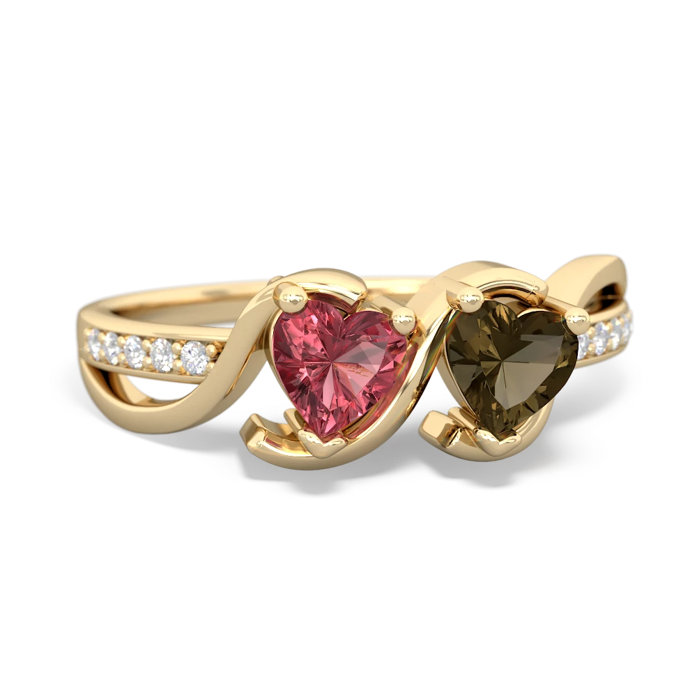 Pink Tourmaline Side By Side 14K Yellow Gold ring R3090