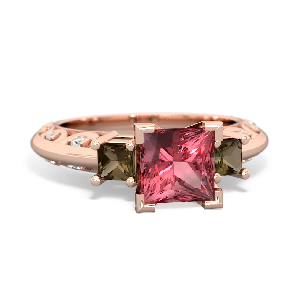 Pink Tourmaline Eternal Embrace Engagement 14K Rose Gold ring C2001