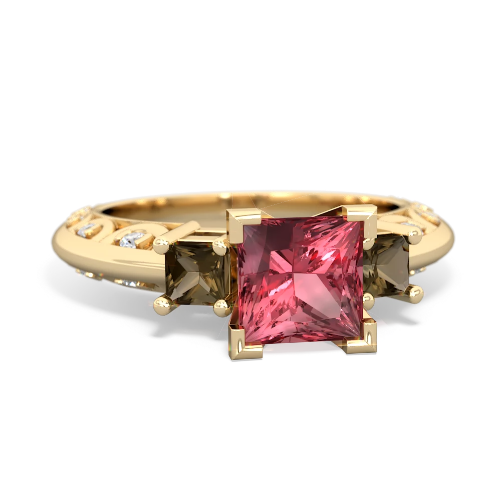 Pink Tourmaline Eternal Embrace Engagement 14K Yellow Gold ring C2001