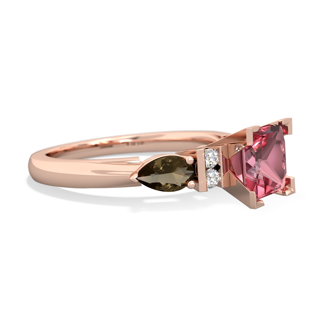 Pink Tourmaline 6Mm Princess Eternal Embrace Engagement 14K Rose Gold ring C2002