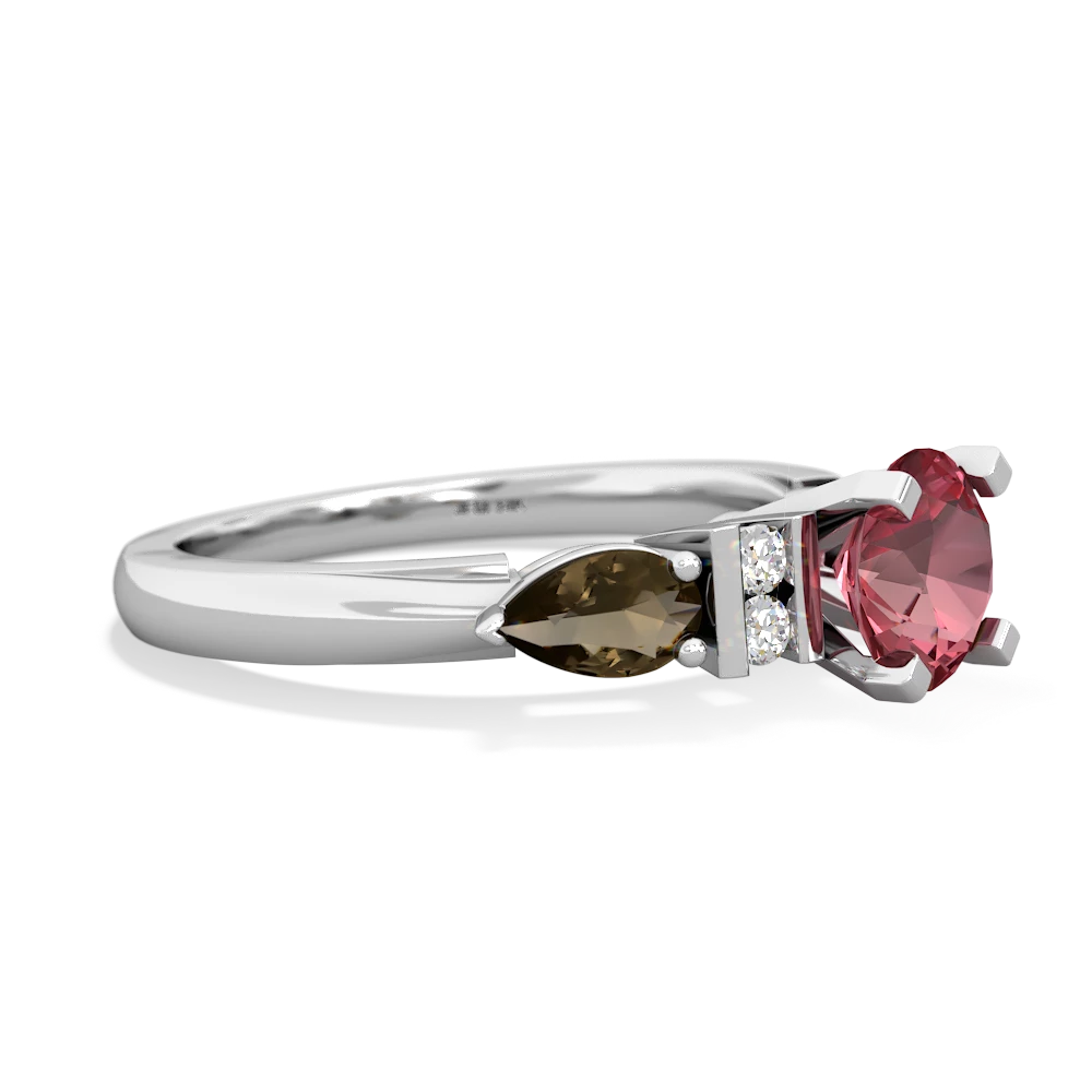 Pink Tourmaline 6Mm Round Eternal Embrace Engagement 14K White Gold ring R2005